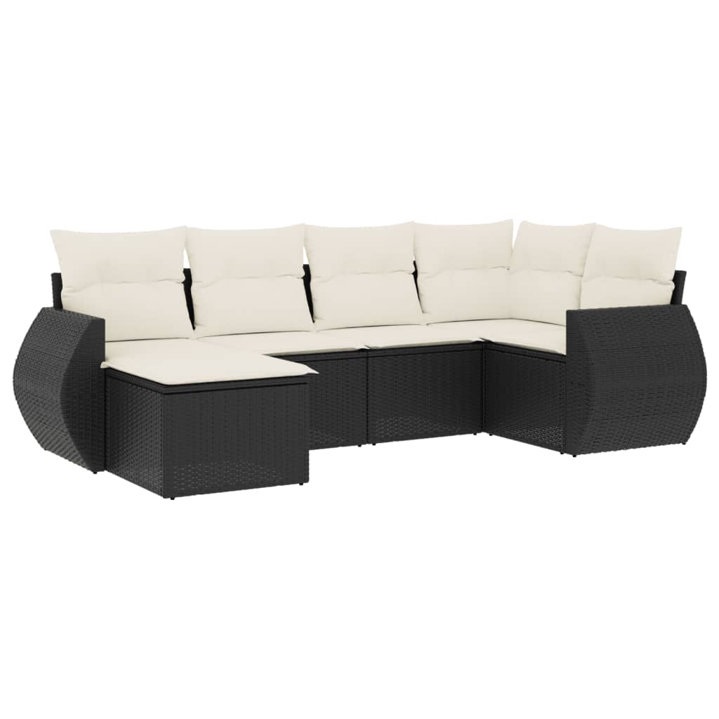 vidaXL set de sofás de jardín 6 piezas y cojines ratán sintético negro