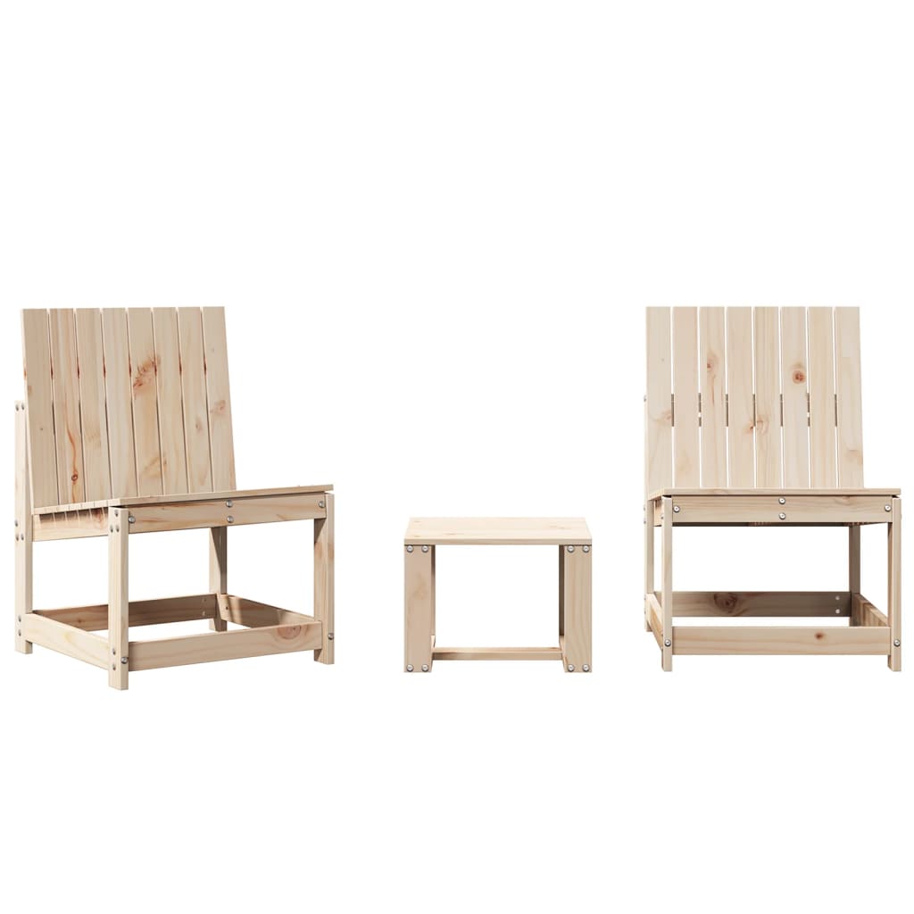 vidaXL juego de muebles de jardín 3 piezas madera maciza de pino