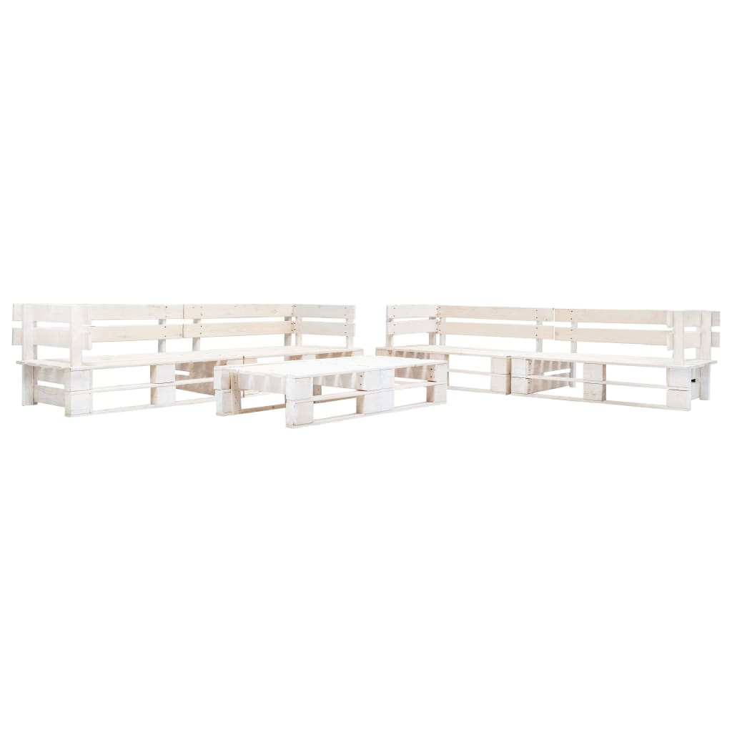 vidaXL set de muebles de jardín de palets 6 piezas madera blanco