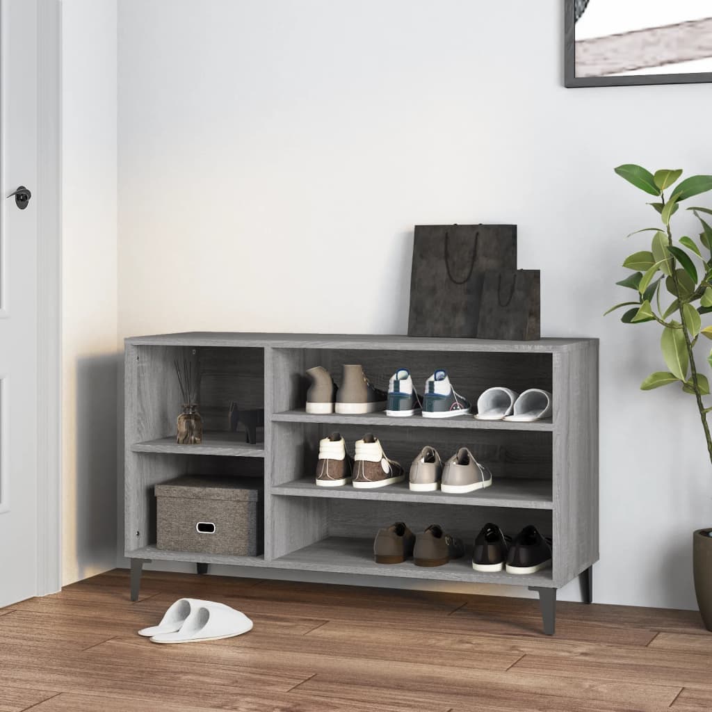 Mueble zapatero madera contrachapada gris sonoma 102x36x60 cm esxt6103