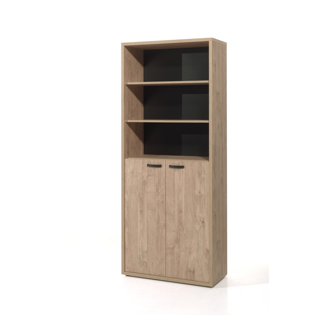 Biblioteca de oficina depé – 2 puertas y 5 estantes – roble dorado – l90 x