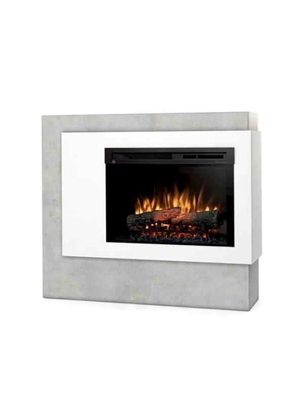 Chimenea eléctrica LED independiente pulmari, blanco/cemento