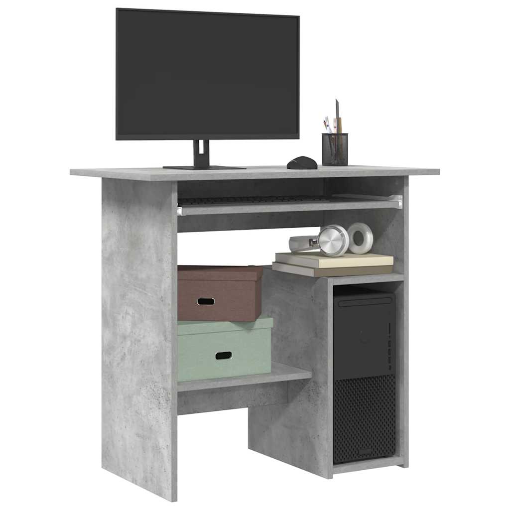 Escritorio de madera contrachapada gris hormigón 80x45x74 cm