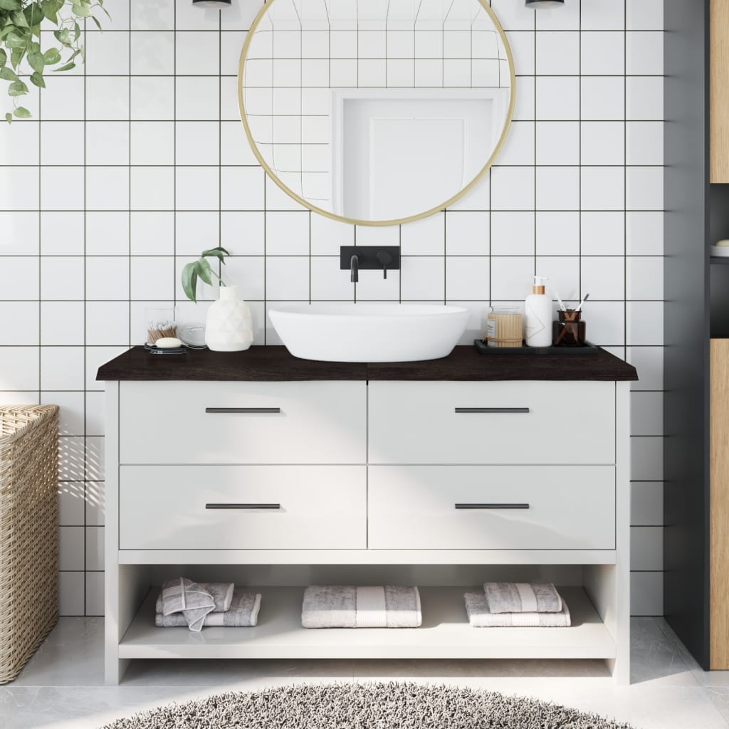 Encimera de baño madera tratada marrón oscuro 140x50x(2-4) cm eerf5097