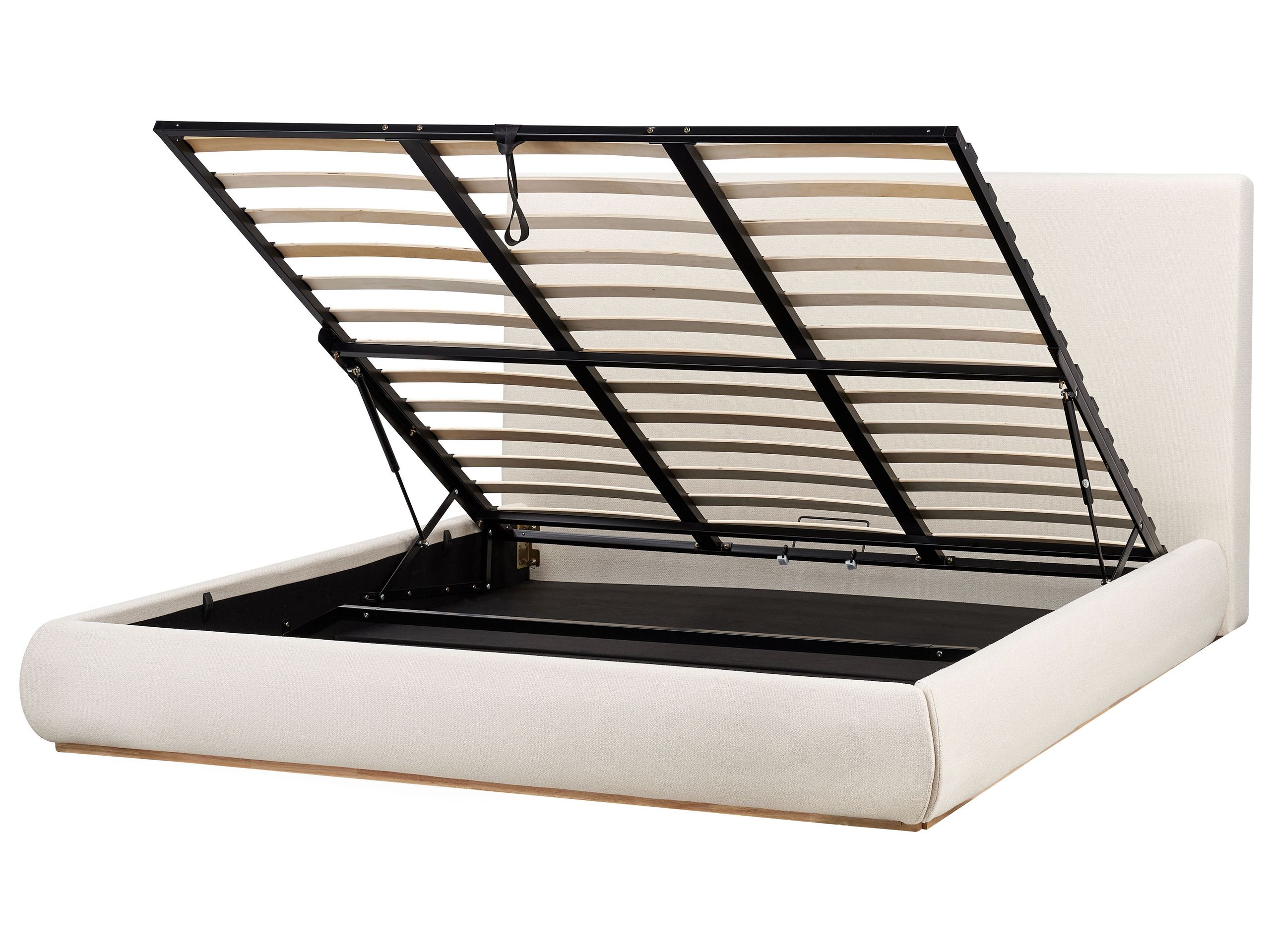 Cama con almacenaje campagne tela beige claro 180 x 200 cm