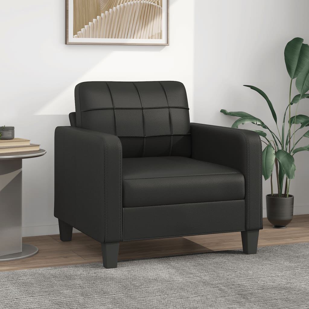 Sillón cuero sintético negro 60 cm qweo4579