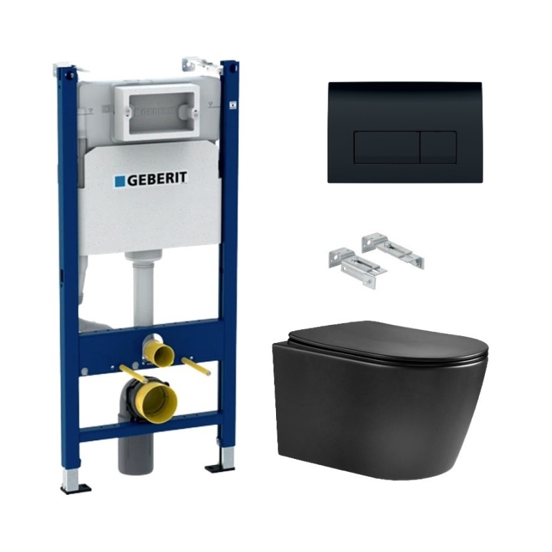 Geberit duofix + delta 50 negro + wc aqua nebula negro
