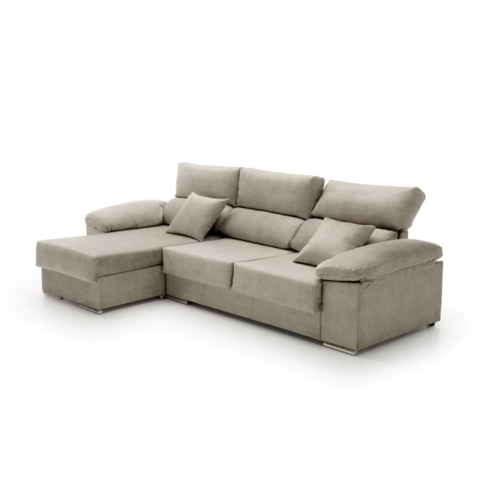 Sofa chaise longue reclinable beatrice gris izquierda