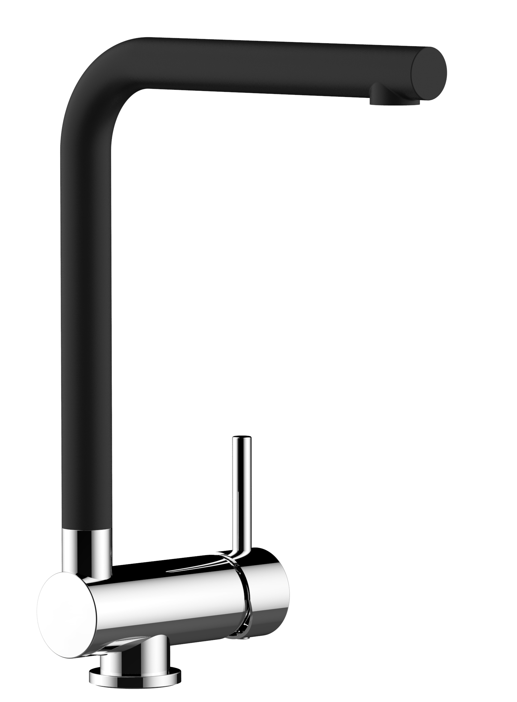 Grifo cocina abatible 6cm cromado caño negro giratorio 360°