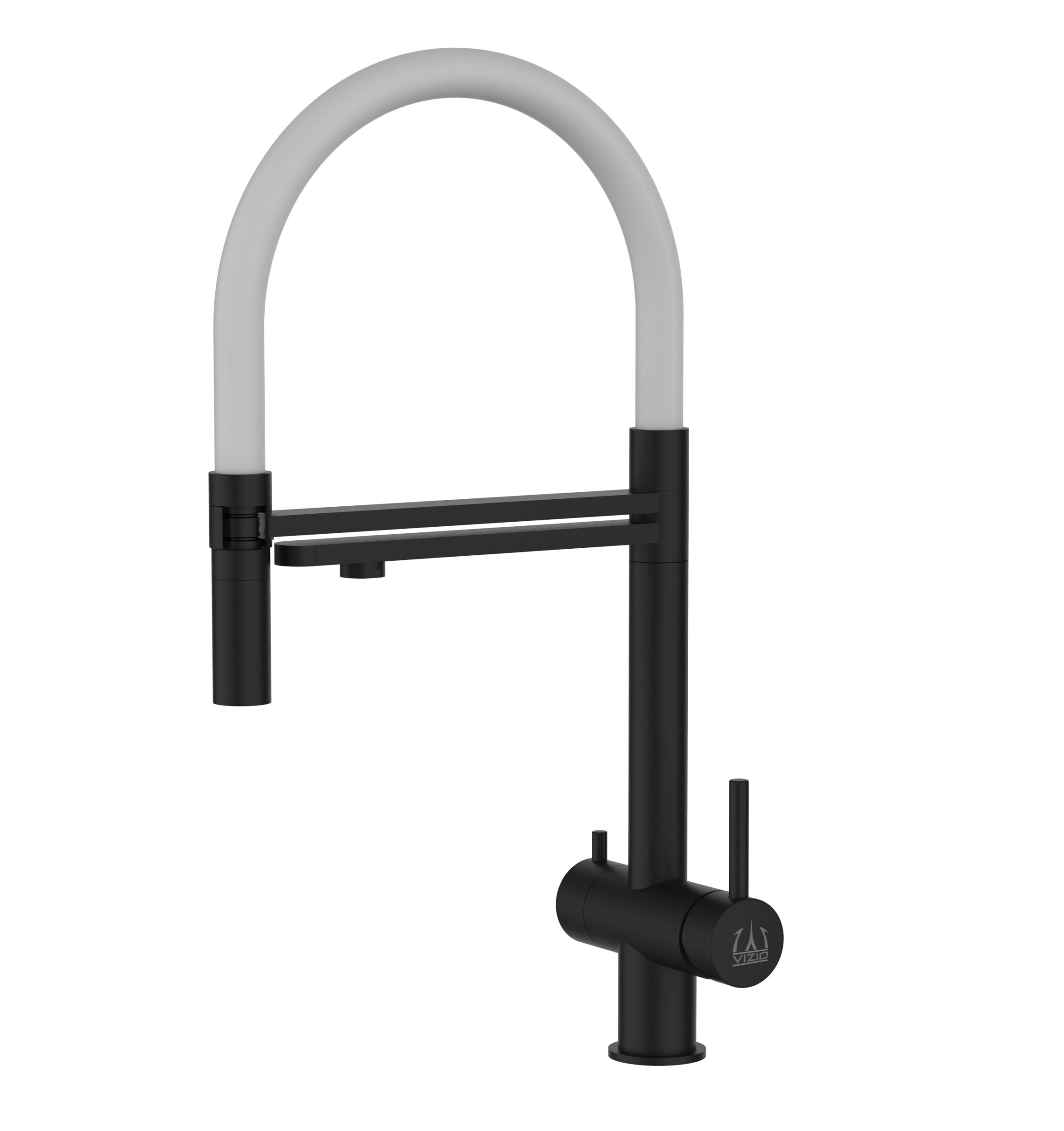 Grifo de cocina 3 vías acero inox ducha 2 chorros amovible, negro / blanco