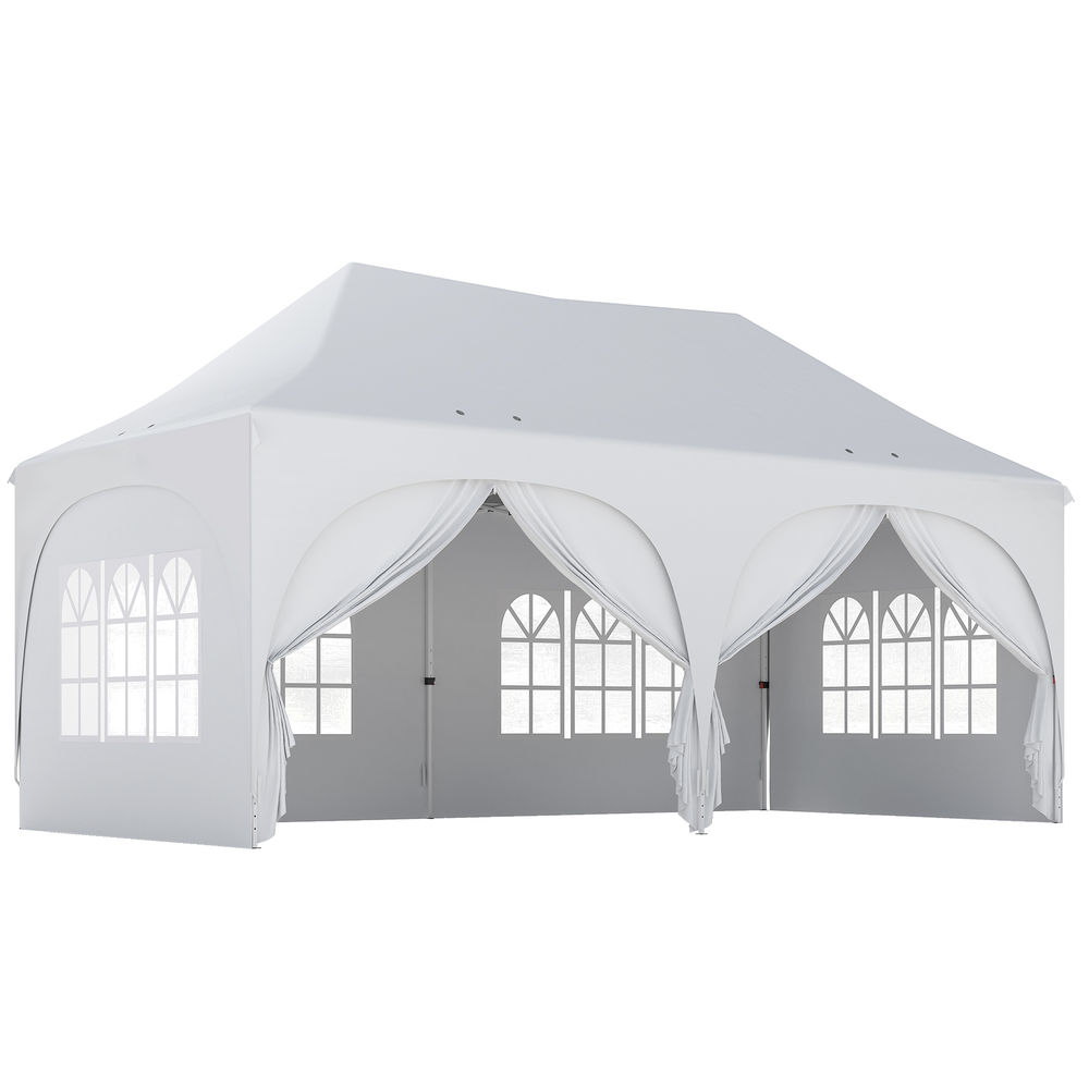 Carpa plegable 598x300x315 cm metal, tela oxford color gris Outsunny