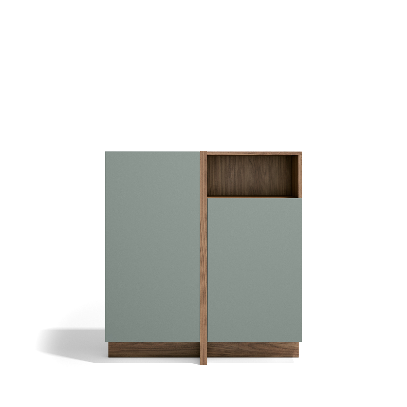 Aparador soho, 2 puertas con hueco, melamina, nogal y verde, 94x87x27cm