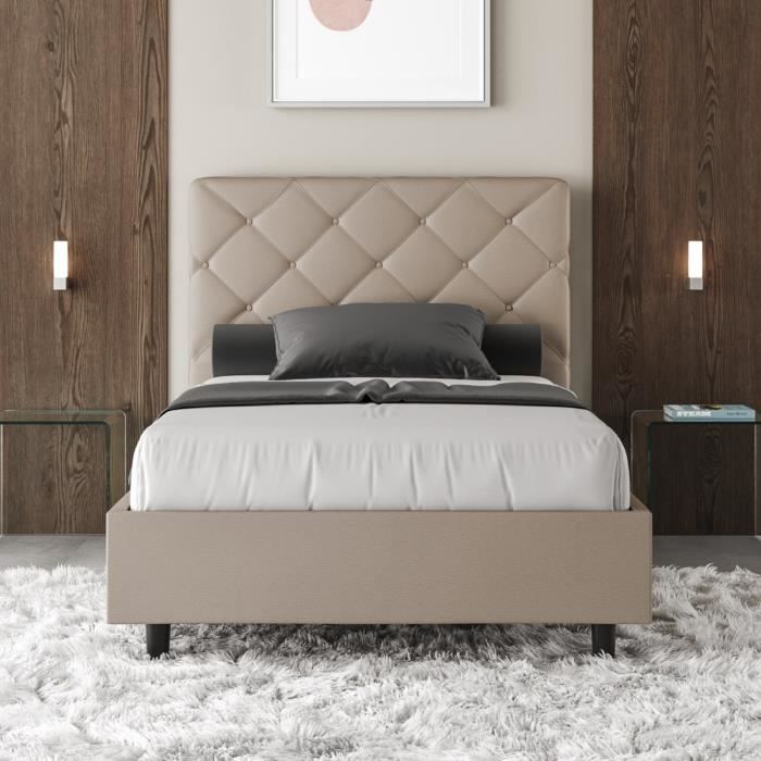 Cama doble arcón - respaldo acolchado - 140x210 cm