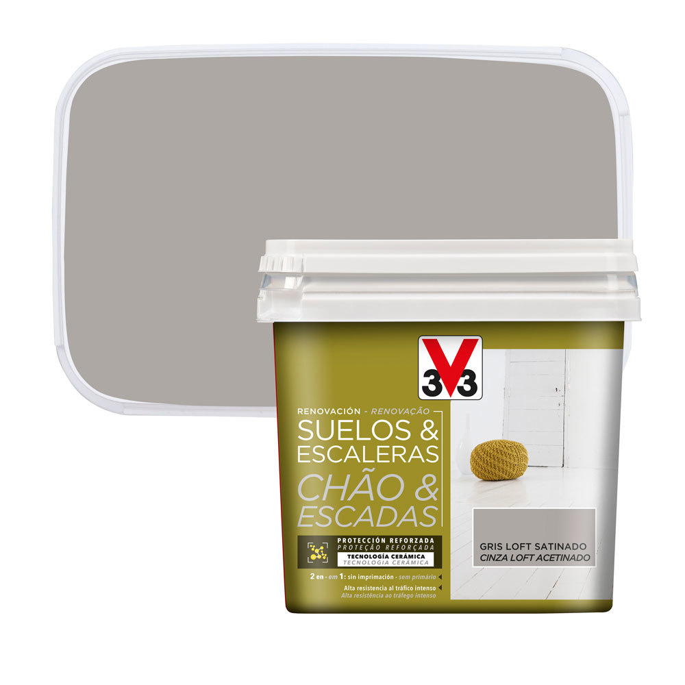 Pintura para suelos y escaleras gris loft 750 ml