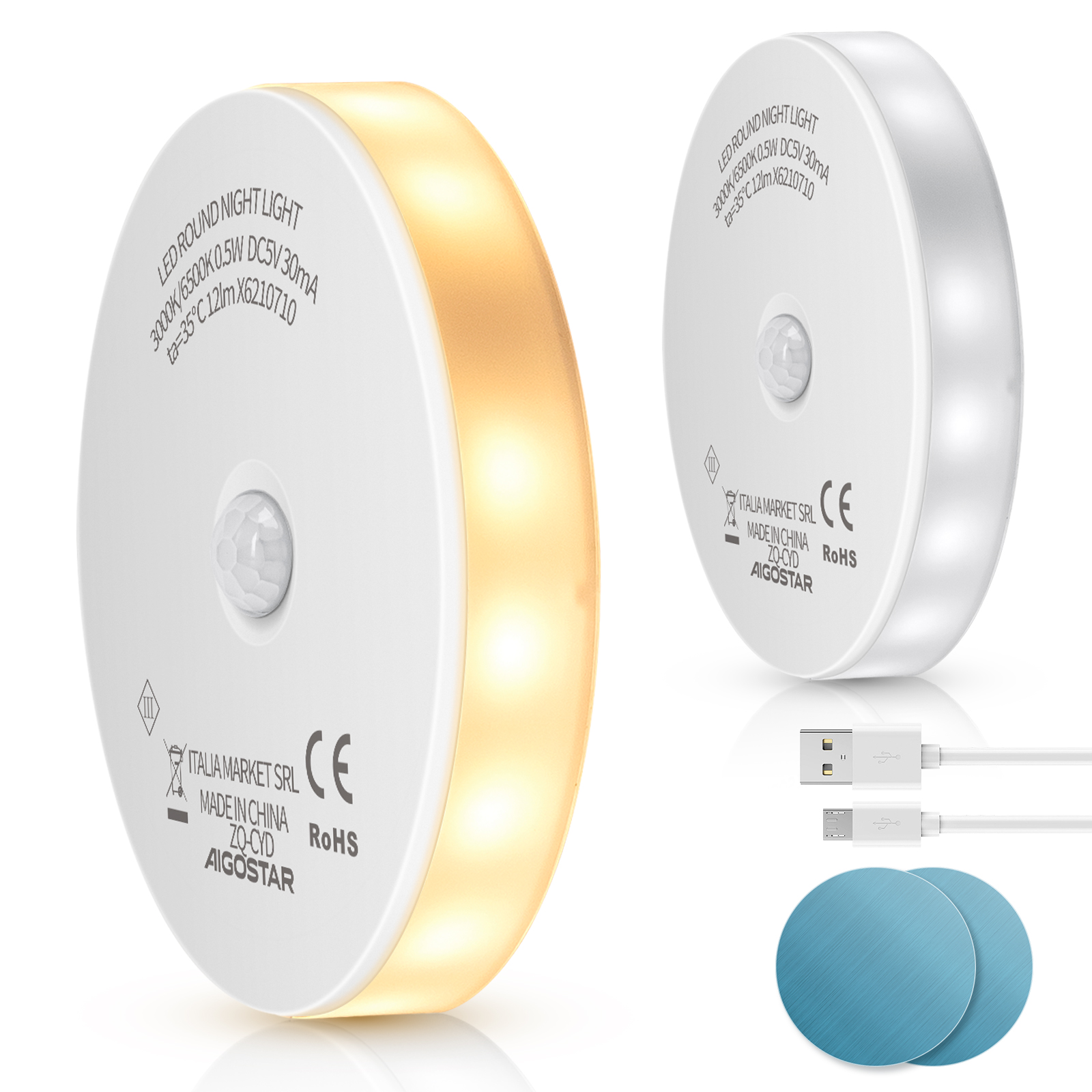 Aigostar luz nocturna LED con sensor y tira magnética
