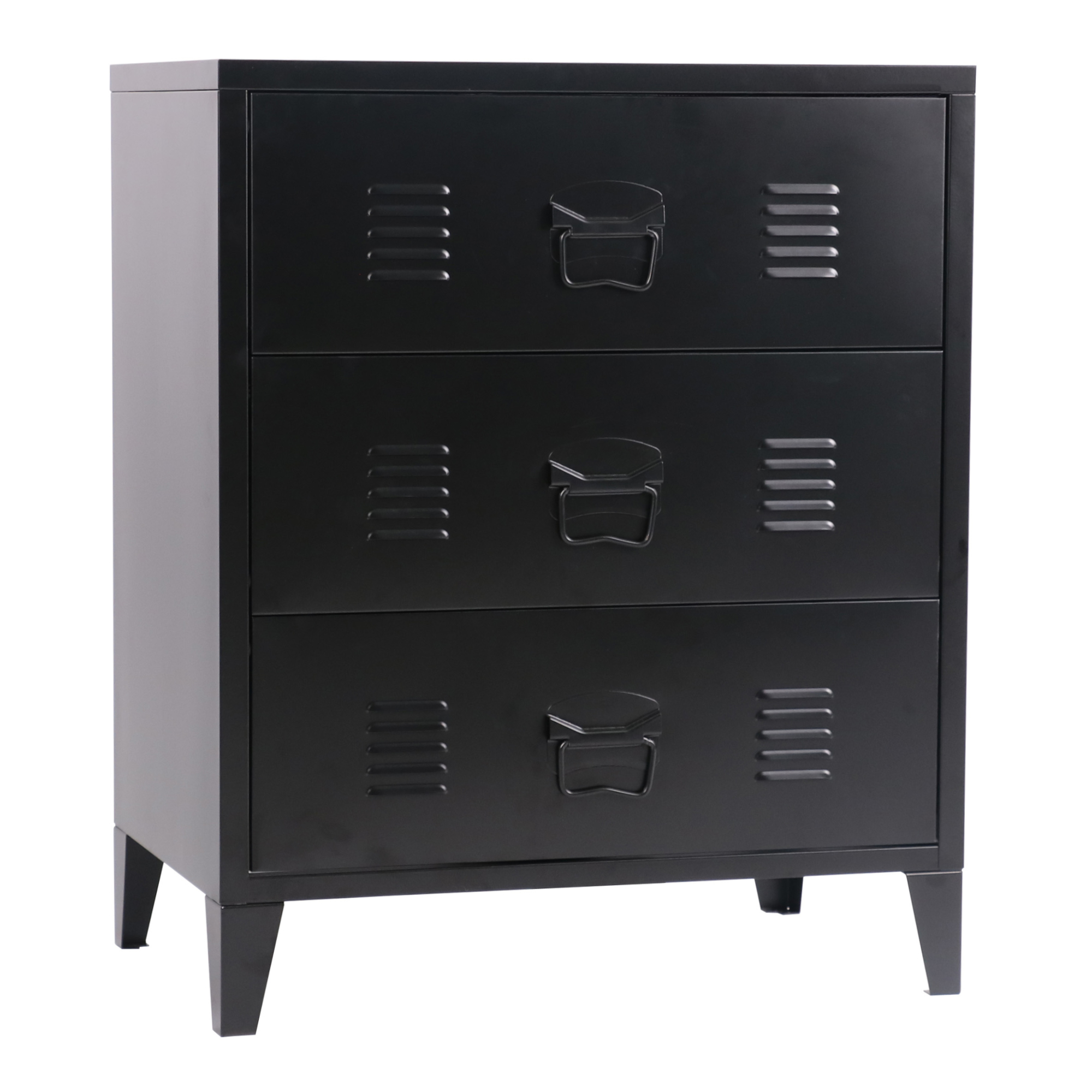 Cajonera hämeenlinna de 3 cajones acero 72 x 60 x 40 cm - negro [en.casa]