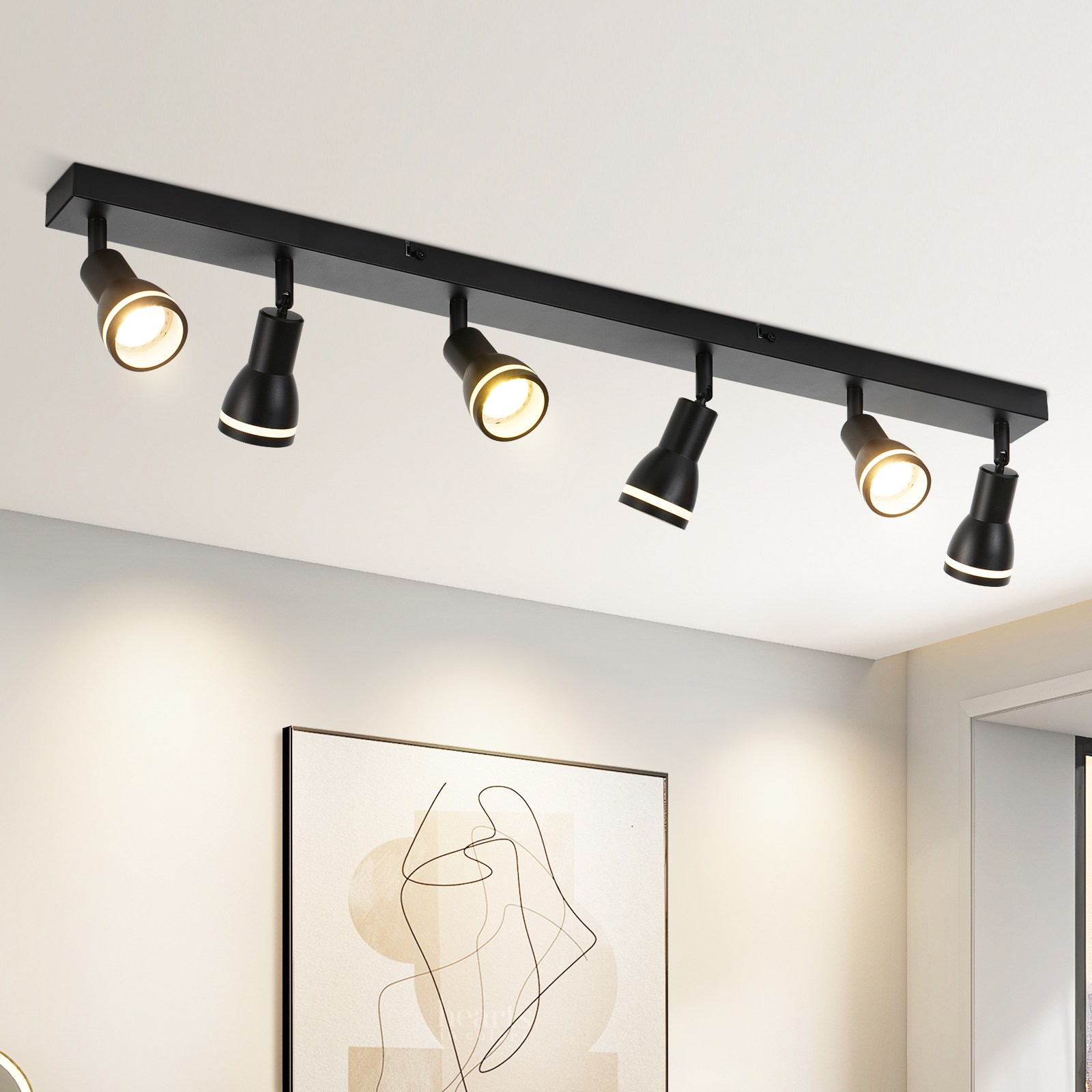 Nettlife lámpara de techo negro gu10 83x5