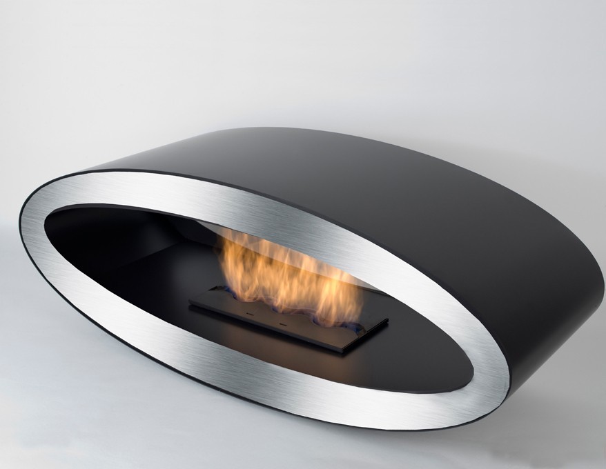 Meru 115 - chimenea de bioetanol independiente de pie - negro/acero