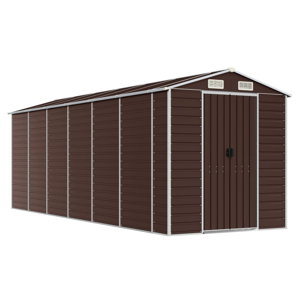 vidaXL caseta de jardín marrón 191x555x198 cm acero galvanizado
