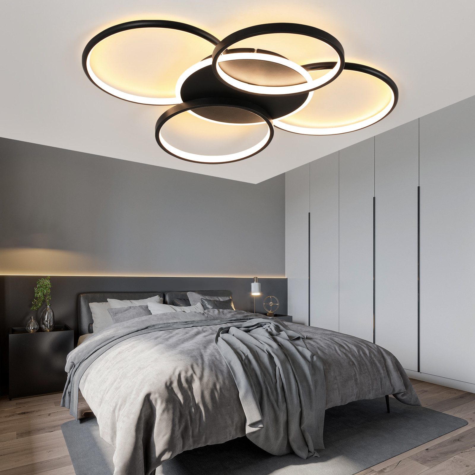 Nettlife plafón LED salón regulable 70w con mando a distancia 5 anillos