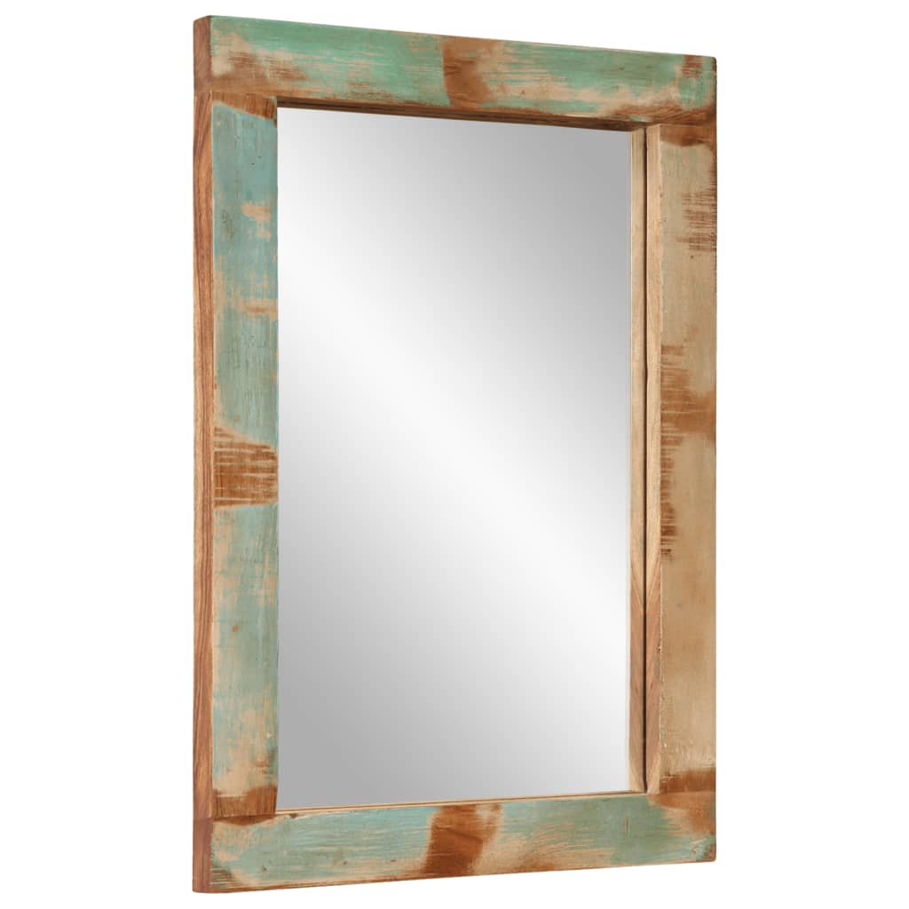 vidaXL espejo de vidrio y madera maciza reciclada 70x50 cm