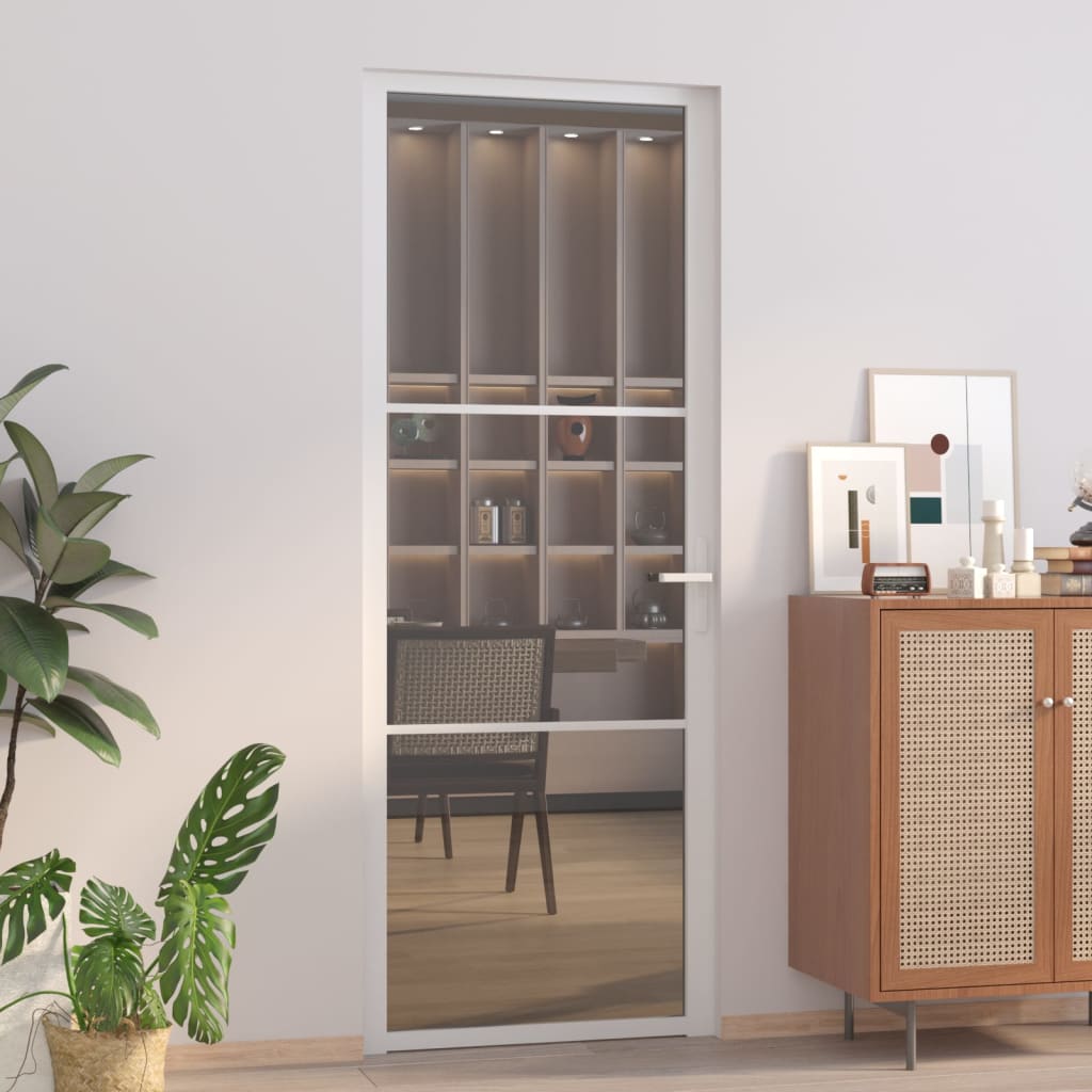 Puerta interior vidrio egs y aluminio blanco 76x201,5 cm wef1647