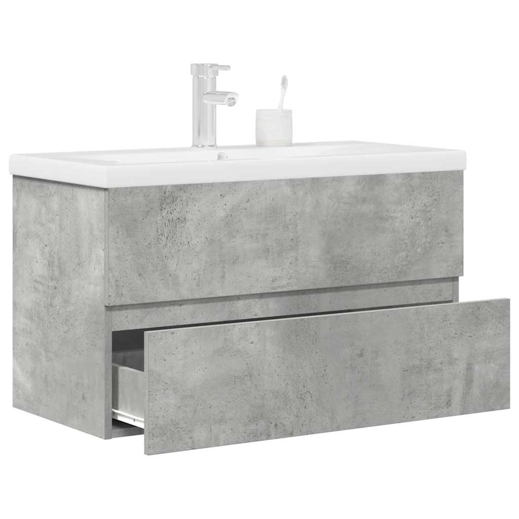 Set muebles de baño 2 piezas madera contrachapada gris hormigón esb7446