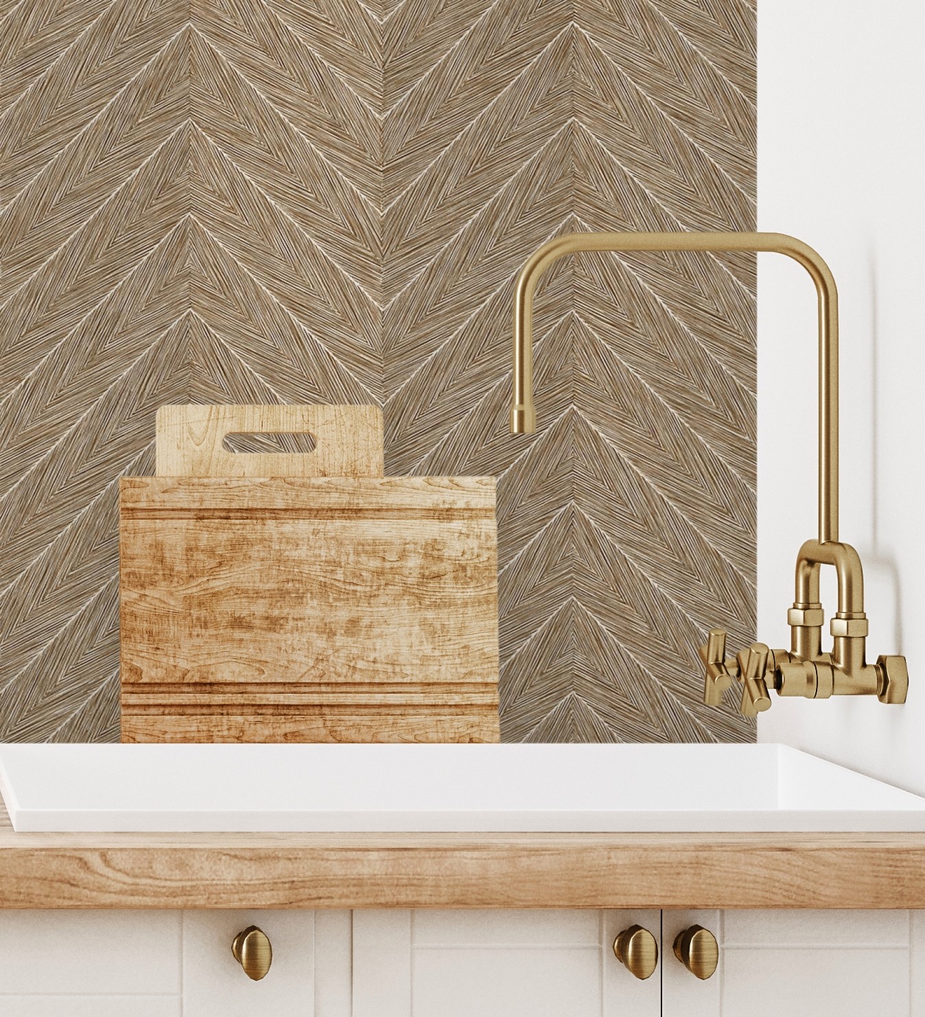 Papel pintado gaulan lavable de espigas en relieve con 10.6m²