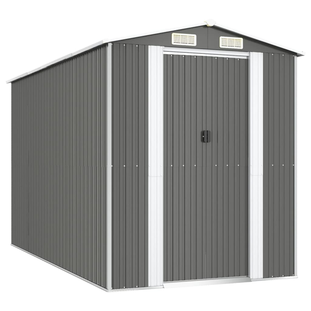 vidaXL cobertizo de jardín acero galvanizado gris claro 192x357x223 cm