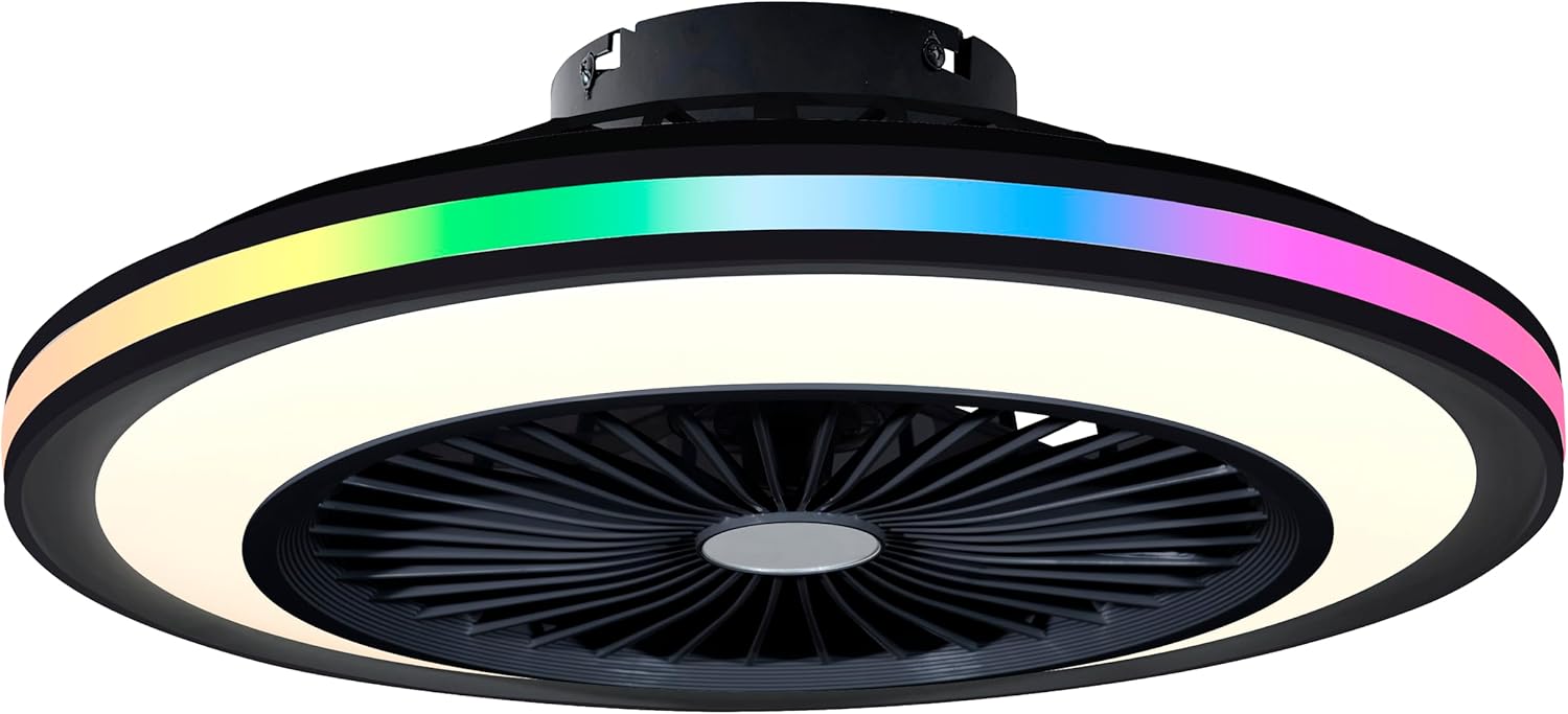 Ventilador de techo con luz LED RGB SLIM AIR | 6 velocidades | Negro