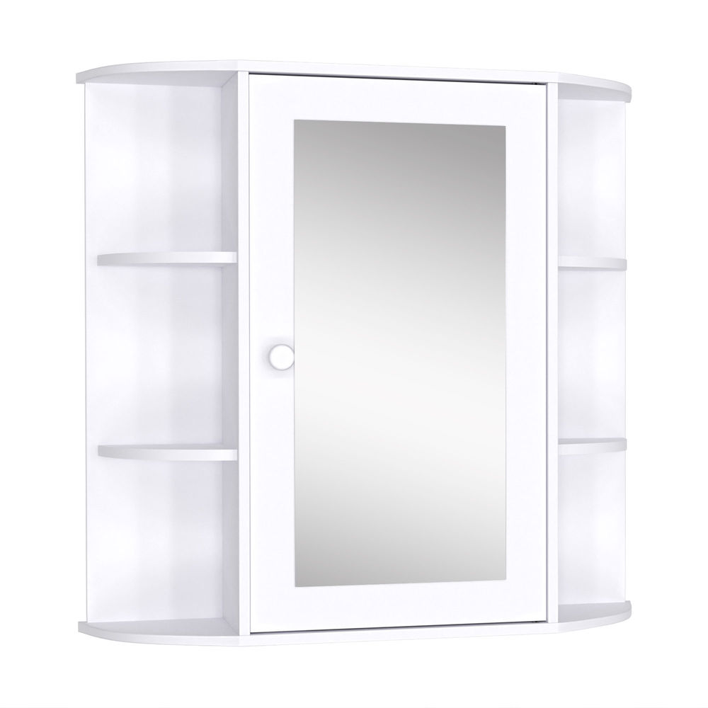 Armario de espejo 66x17x63 cm mdf, vidrio color blanco Homcom, hogar - baño