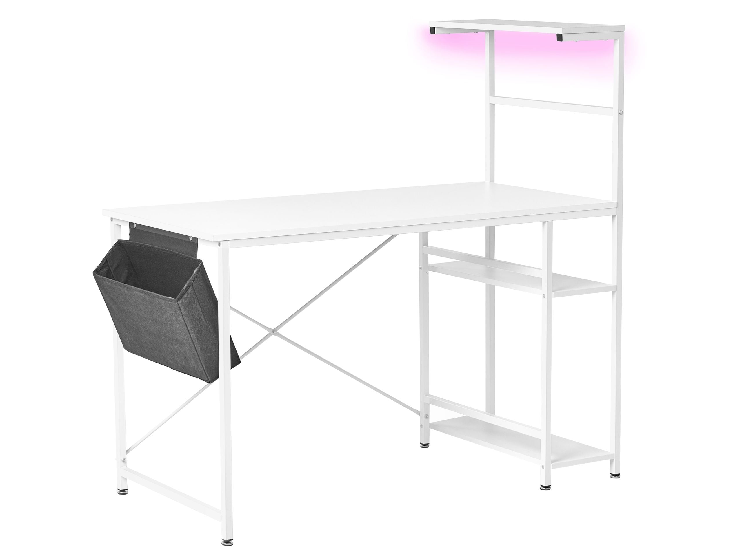 Escritorio gamer aramingo blanco 120 cm 60 cm con almacenaje LED