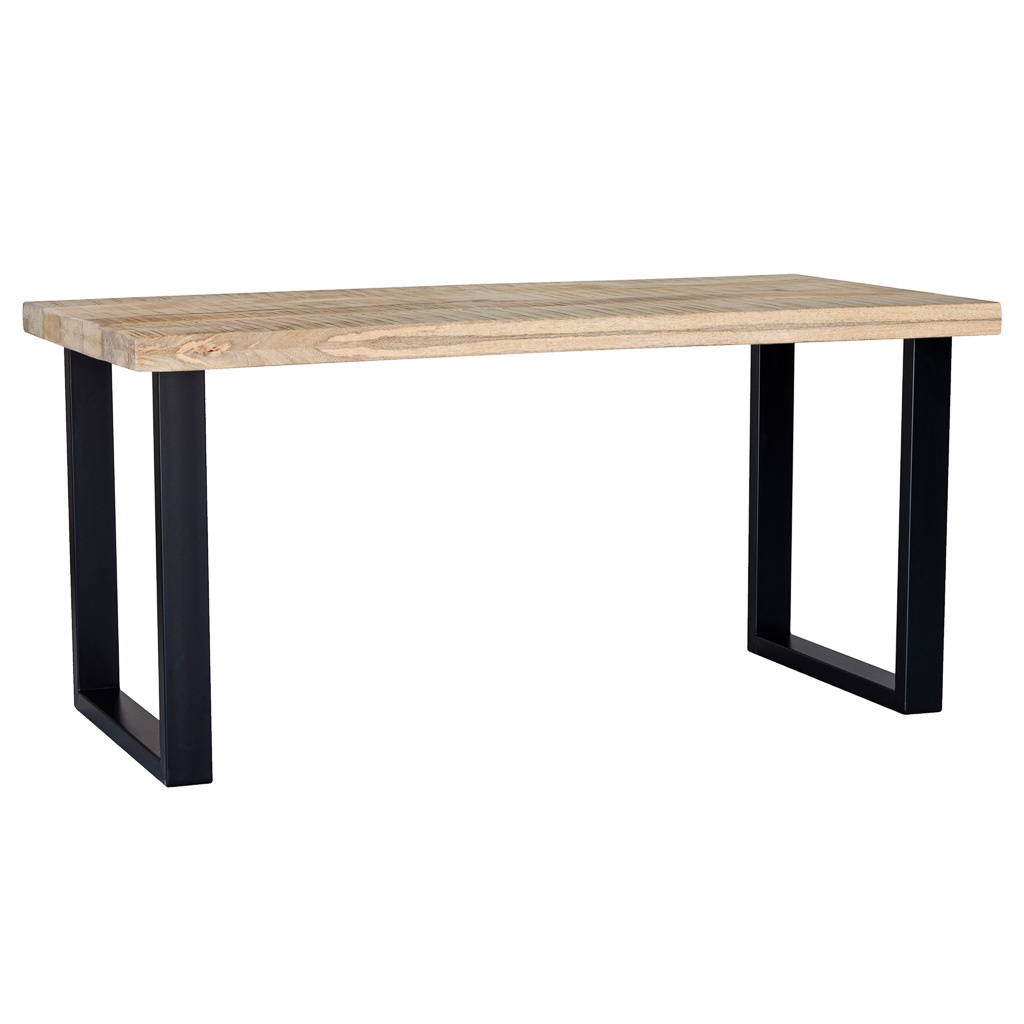 Mesa de comedor rectangular de mango natural y patas de 160x80x76