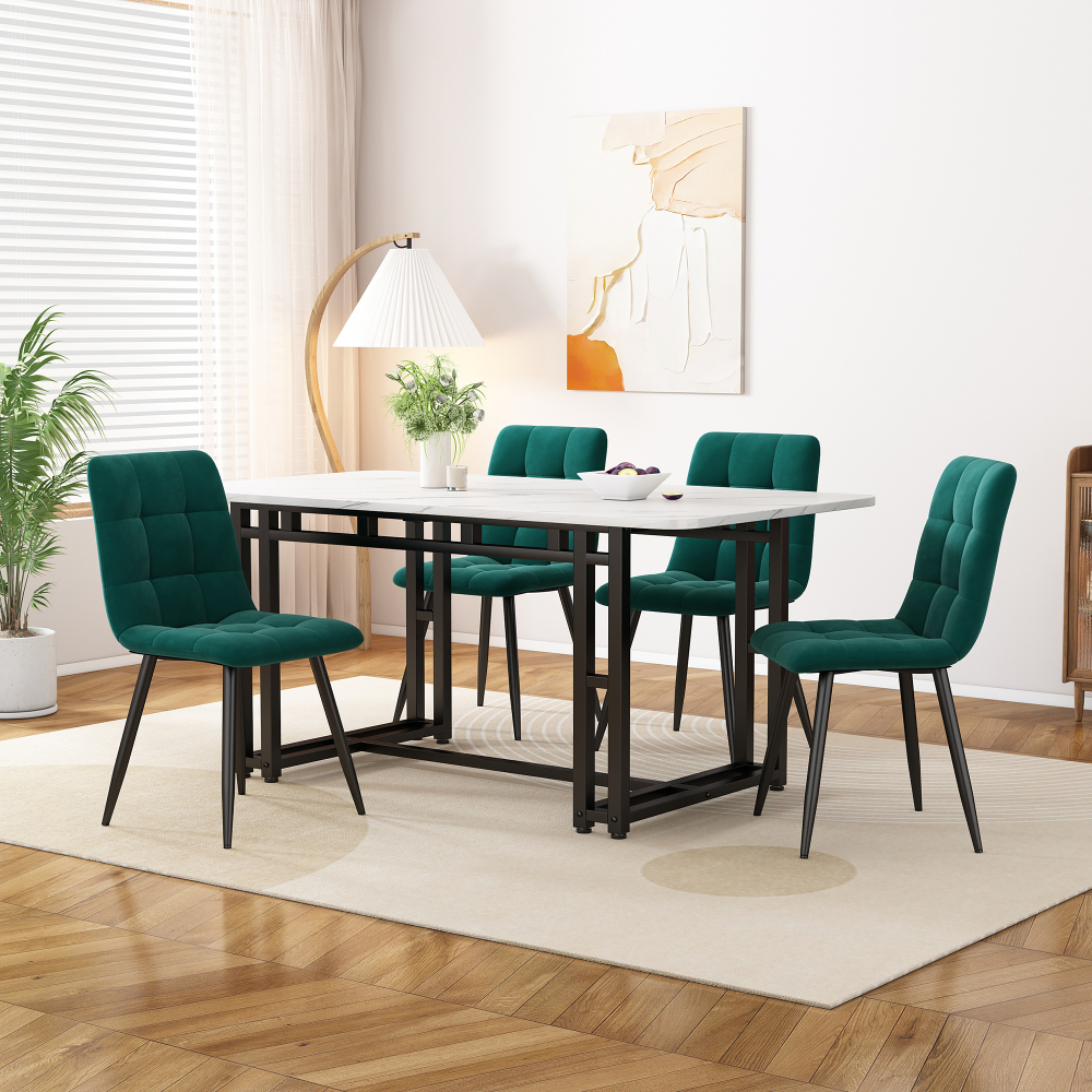Conjunto de mesa y sillas mdf verde oscuro 5 piezas 120x70cm