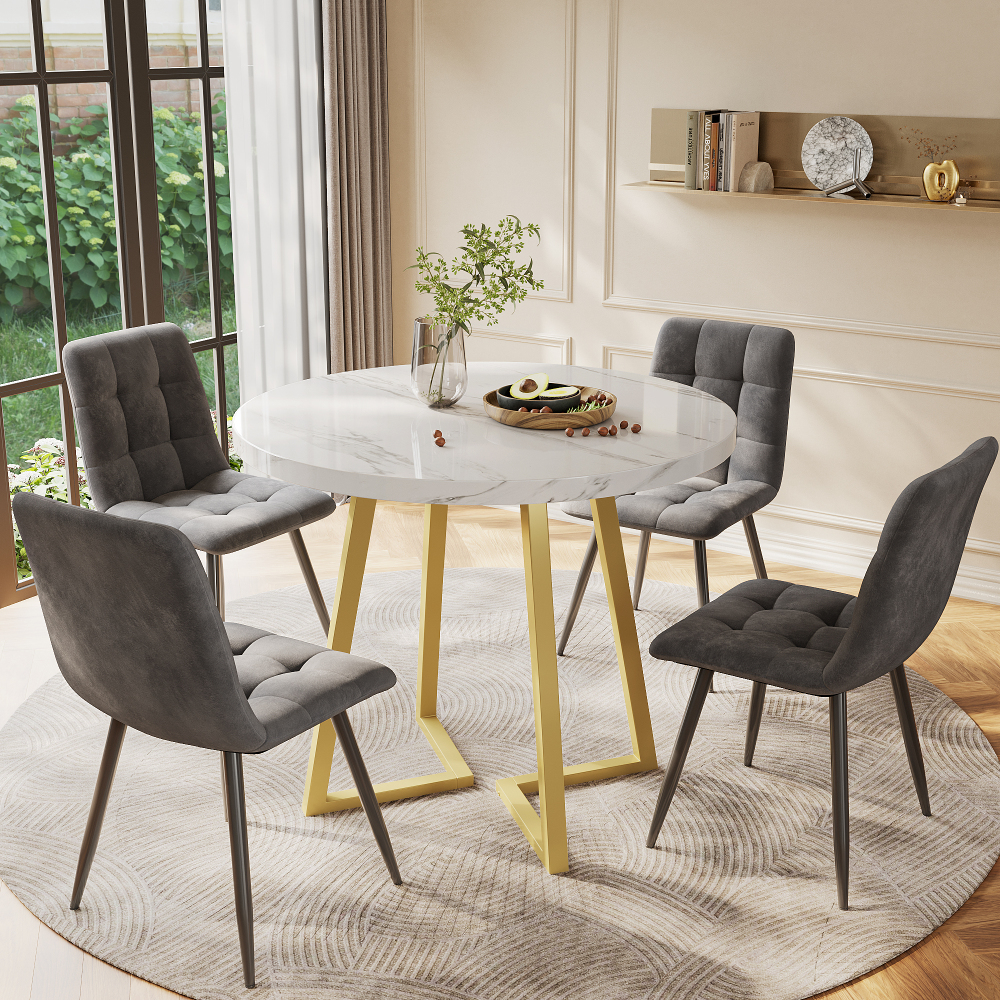 Conjunto de mesa y sillas mdf multicolor redonda 5 piezas