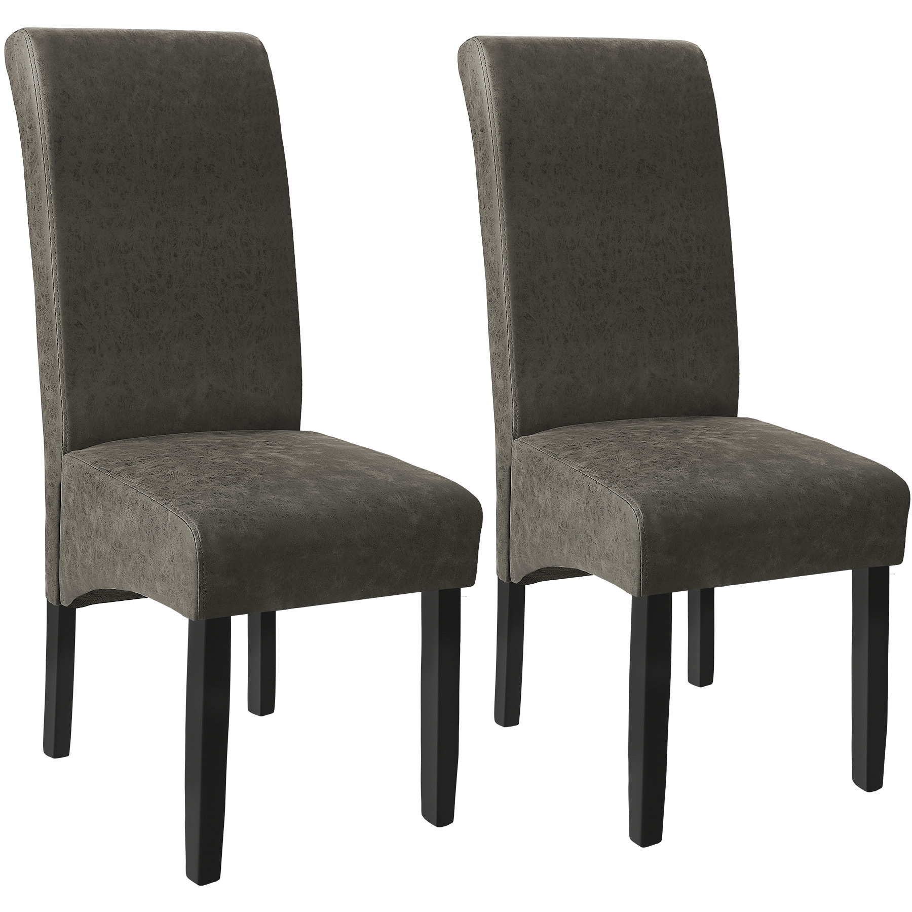 2 sillas de comedor ergonómicas, símil cuero, tapizadas gris mármol