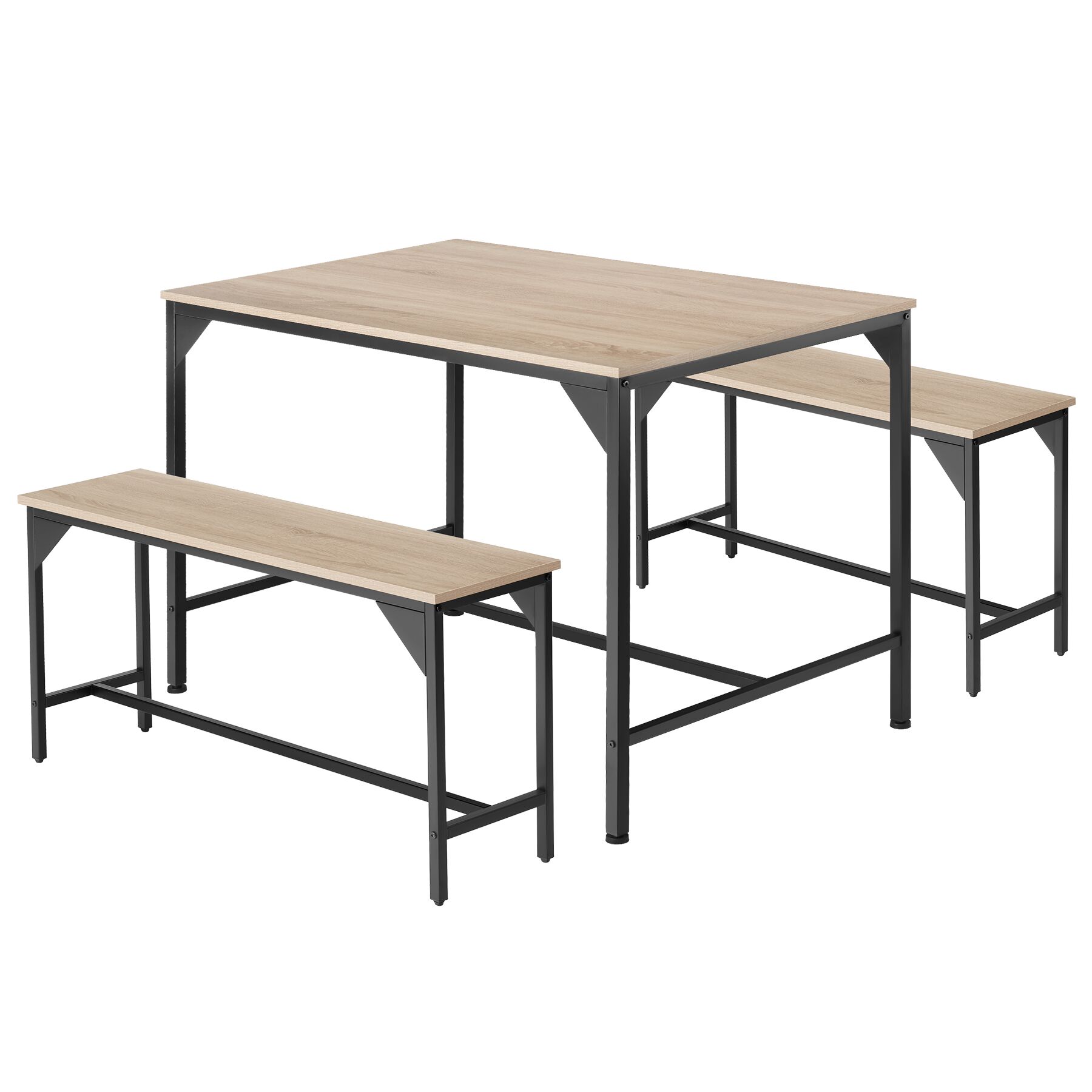 Juego de sillas y mesa de comedor de estilo industrial madera clara