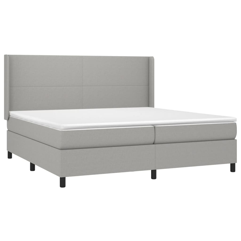 vidaXL cama box spring con colchón tela y LED gris claro 200x200 cm