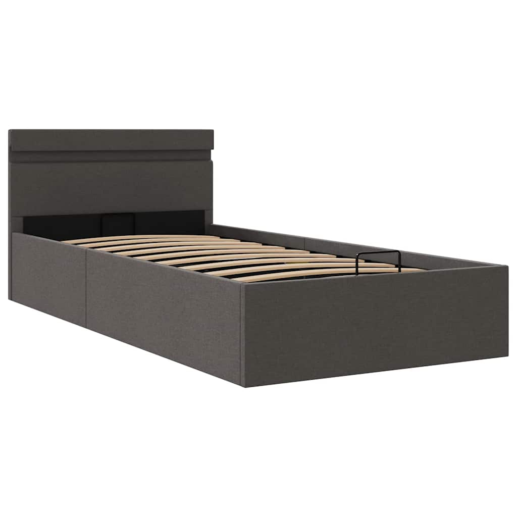 vidaXL cama canapé hidráulica de almacenaje sin colchón gris 90x200 cm