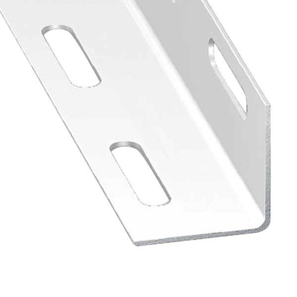 Ángulo perforado de acero lacado blanco 250 x 2,7 x 2,7 cm