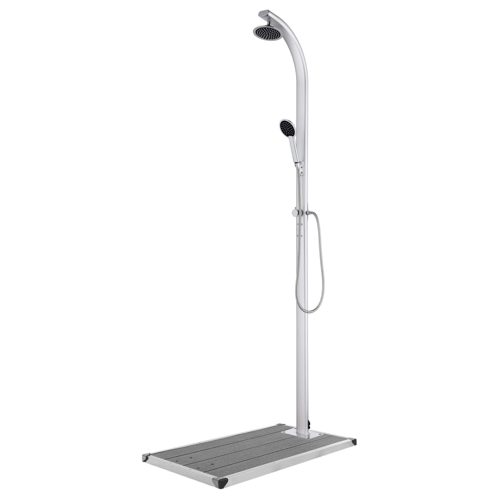 vidaXL ducha de jardín con base gris 220 cm aluminio