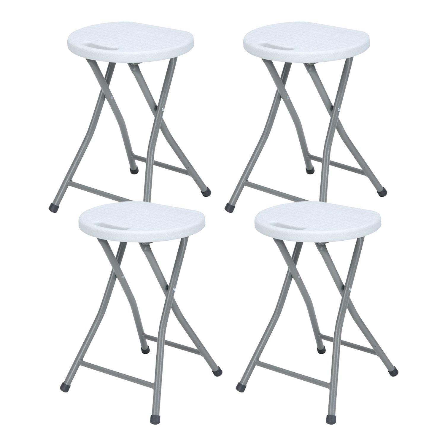 Pack 4 taburetes plegables de resina y acero 31x45cm blancos 7house