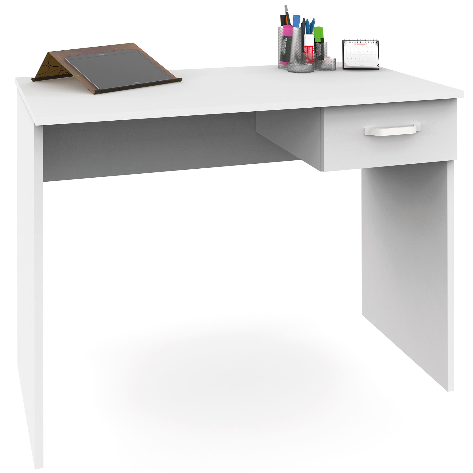 Mesa escritorio ordenador 75x90x50cm, 1 cajón briebe prakt blanco