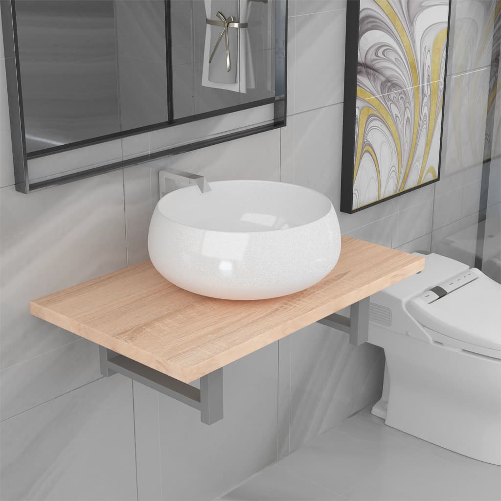 Conjunto de muebles de baño 2 piezas cerámica roble