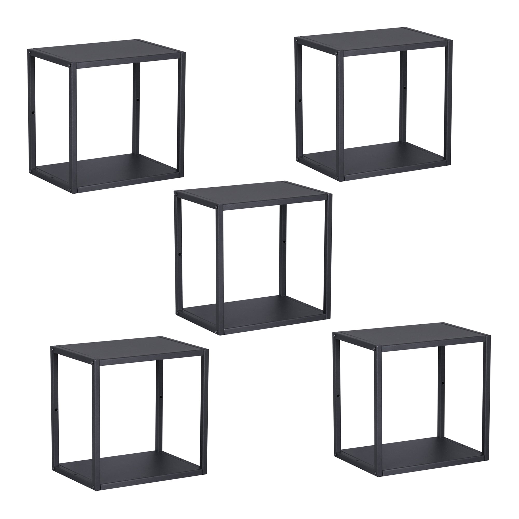 Juego de 5 estantes de pared de acero negro