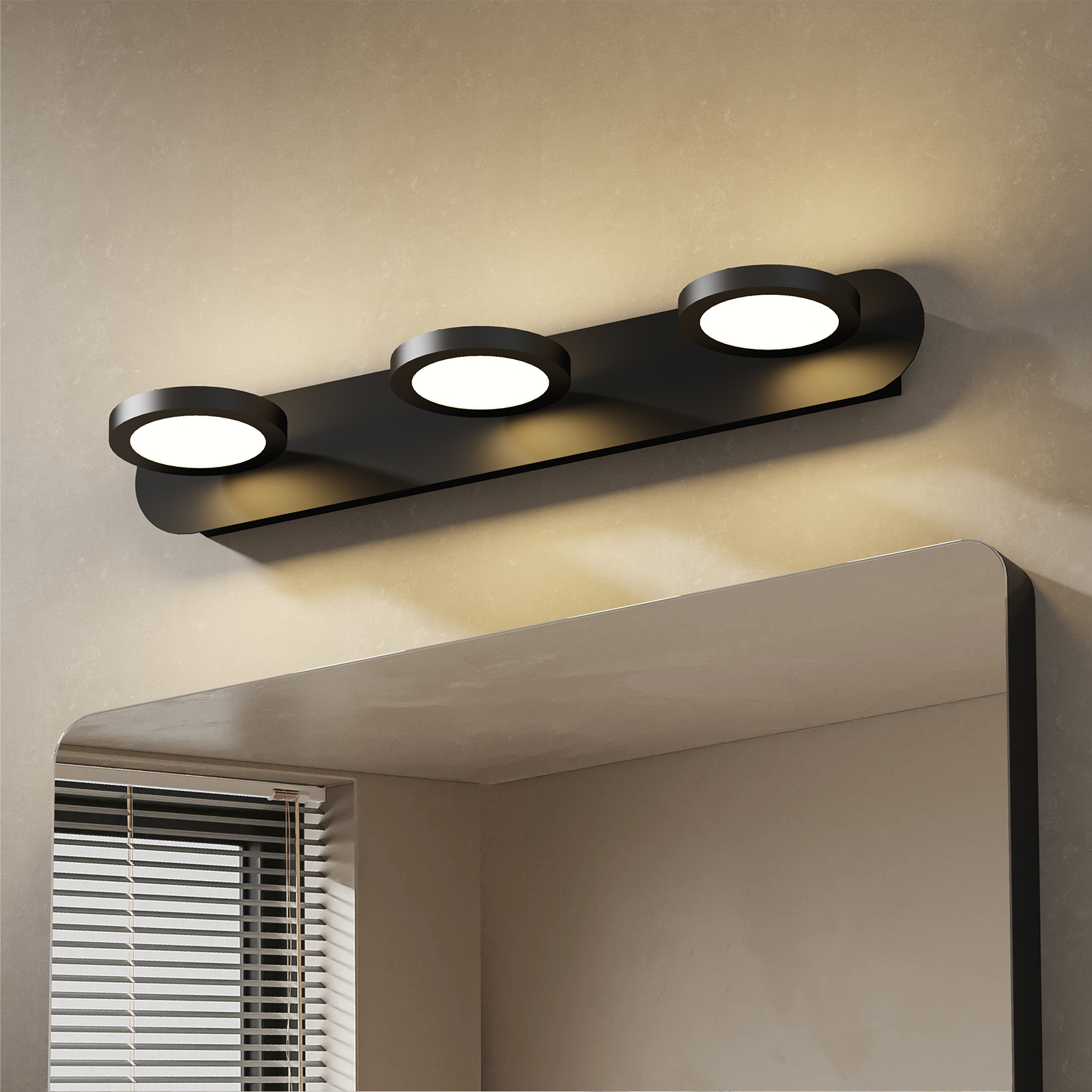 Emke aplique LED para baño 50 cm 15w 3 focos orientables negro