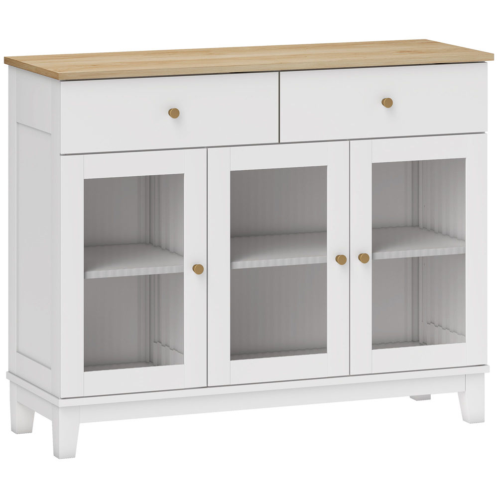 Aparador para salón 100x35x80.3 cm mdf, vidrio templado color blanco Homcom