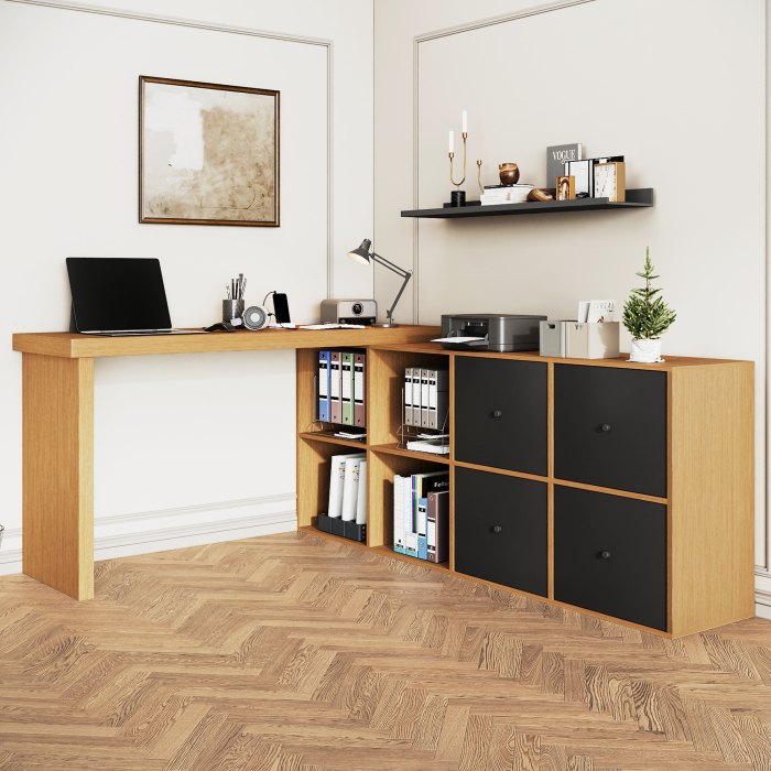 Escritorio giratorio 360 para oficina juvenil mdf negro roble 78x120x48cm