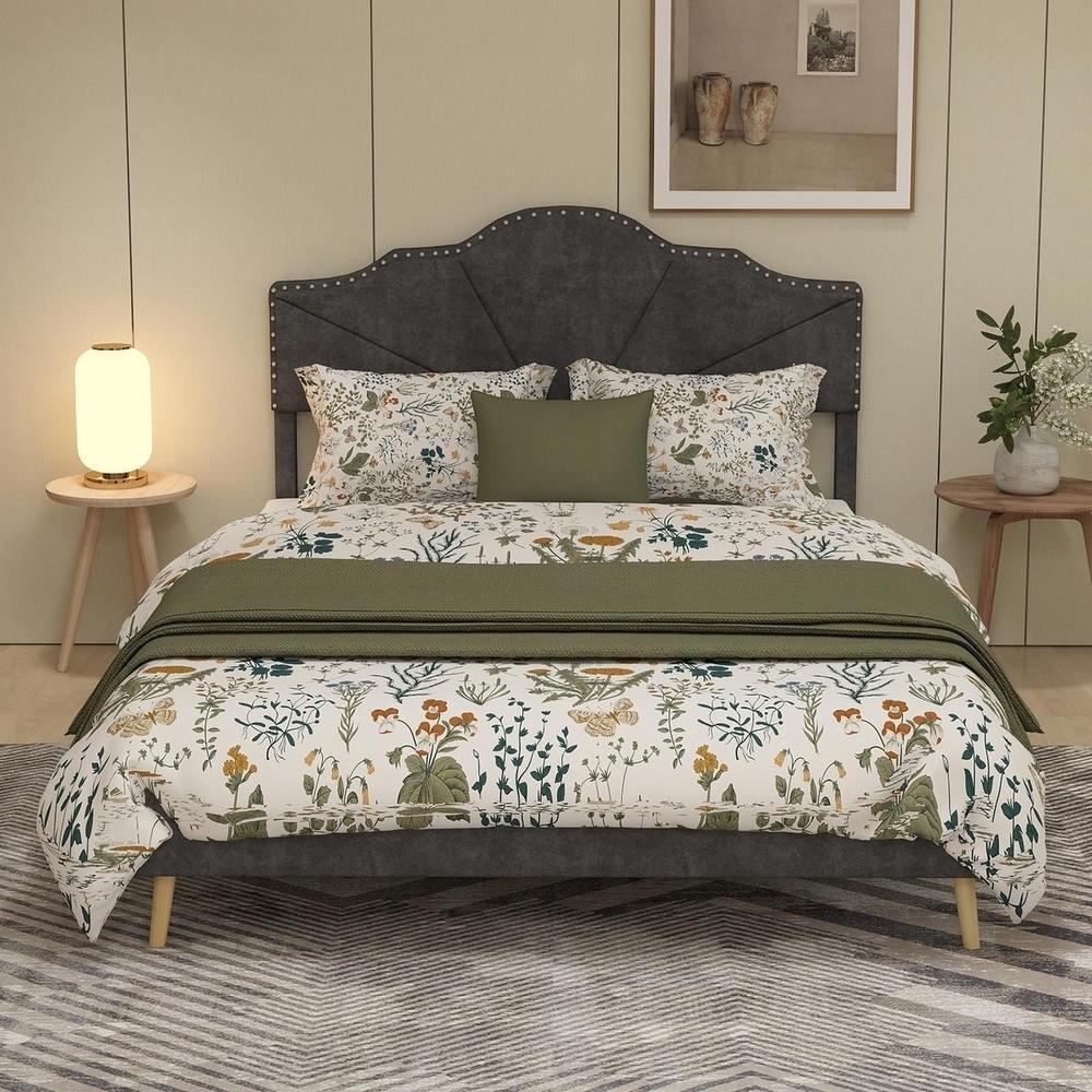 Cama 160x200cm con almacenaje y cabecero, base baja gris