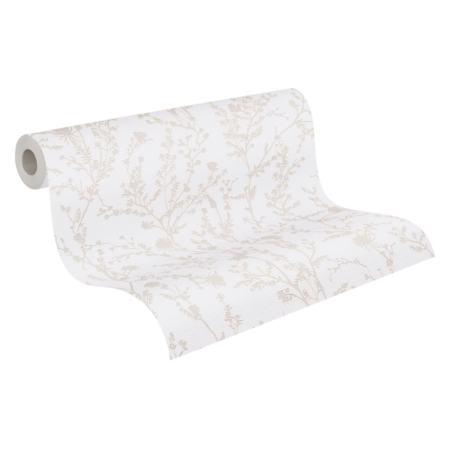 A.s. Création papel pintado flores gris claro y blanco - 53 cm x 10.05 m